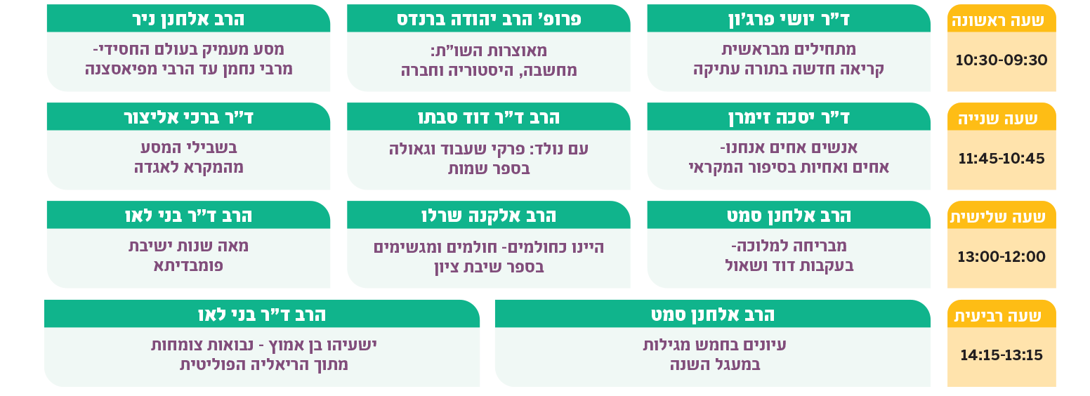 לוח שיעורים בוקר לימוד תשפה